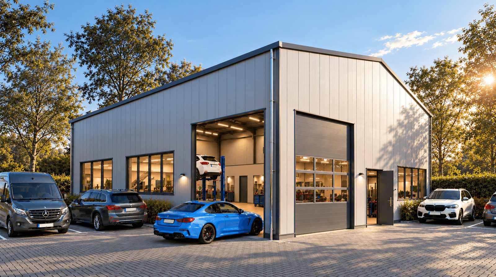 Werkstatthalle für ein Autohaus